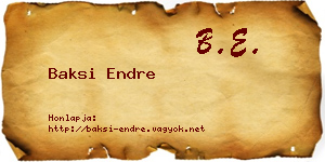 Baksi Endre névjegykártya